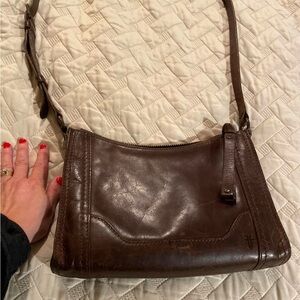 Authentic Frye brown leather crossbody purse